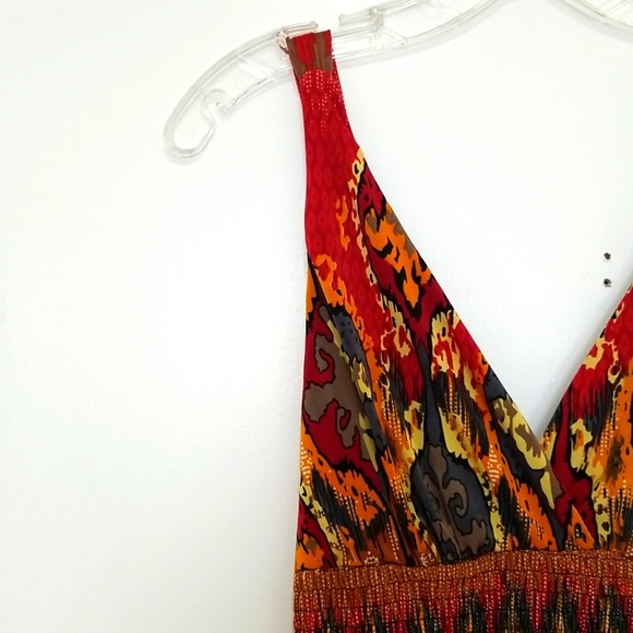 California Woman boho printed maxi dress Size M - Picture 3 of 11